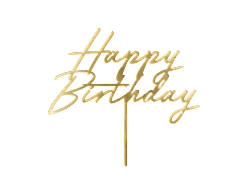 Happy Birthday Taarttopper Goud Acryl 18cm