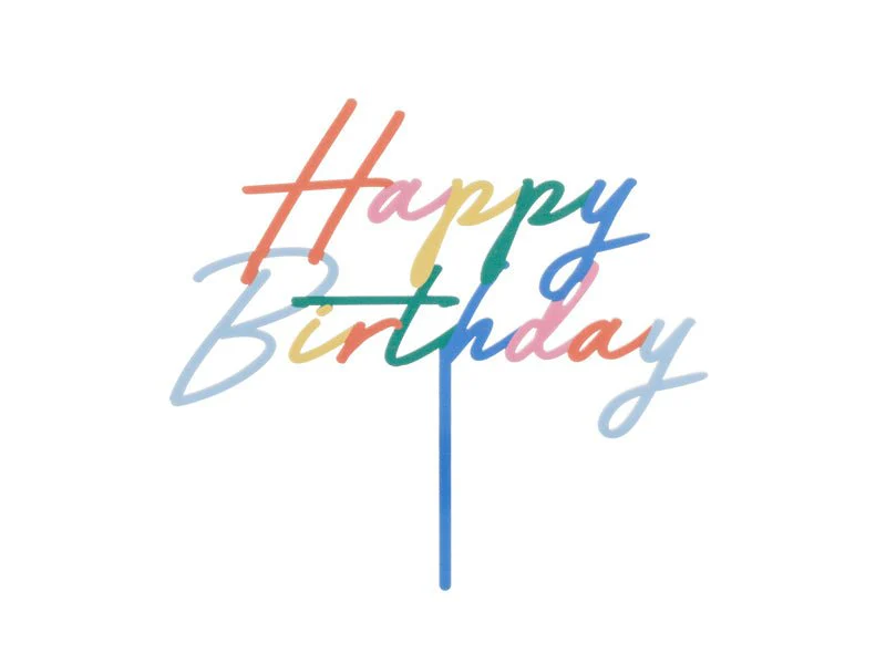 Happy Birthday Taarttopper Regenboog 18cm