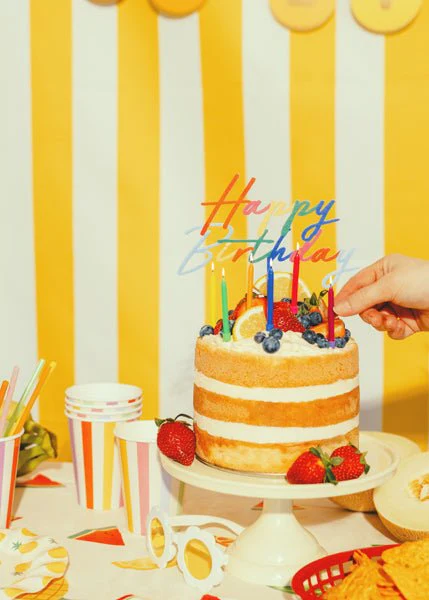 Happy Birthday Taarttopper Regenboog 18cm - Image 2