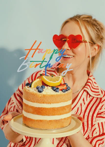 Happy Birthday Taarttopper Regenboog 18cm - Image 3