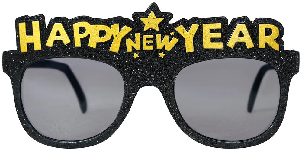 Happy New Year Bril Zwart Goud - Image 3