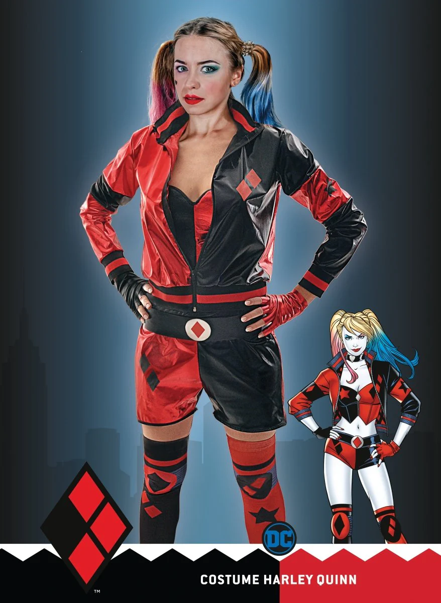 Harley Quinn Kostuum Rood Zwart Dames Volwassenen - Image 5