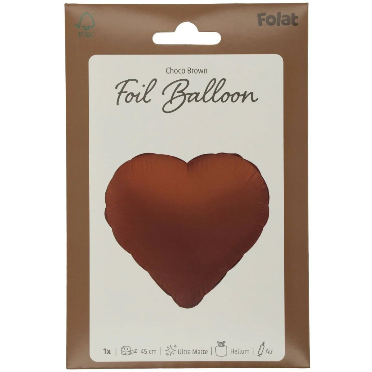 Hart Helium Ballon Chocolade Bruin Leeg 45cm - Image 2