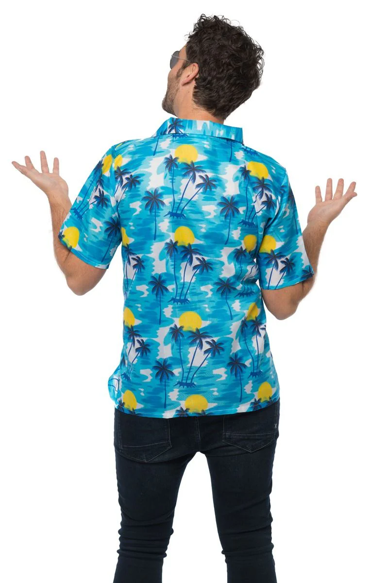 Hawaii Blouse Blauw Palmboom - Image 4