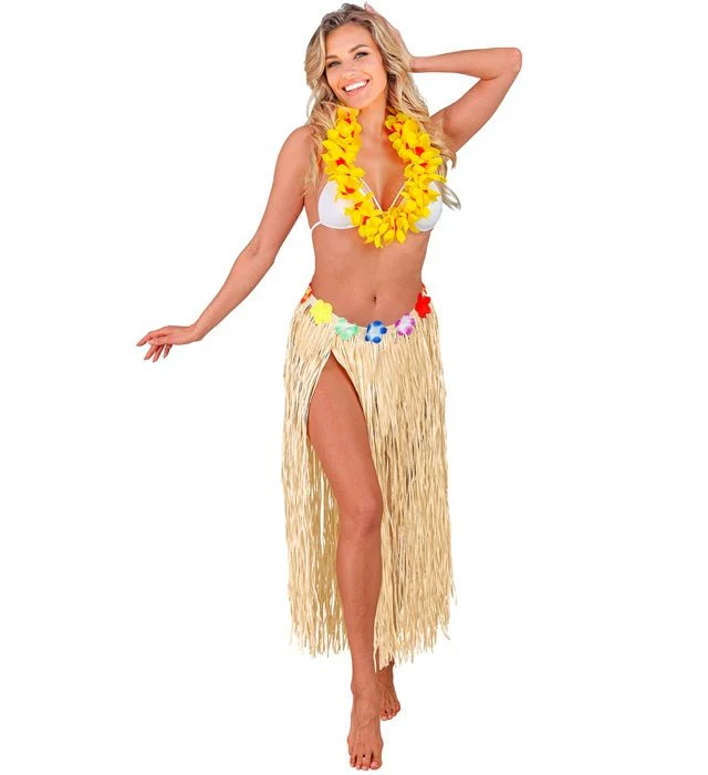 Hawaiirokje Naturel Met Bloemenriem 80cm - Image 2