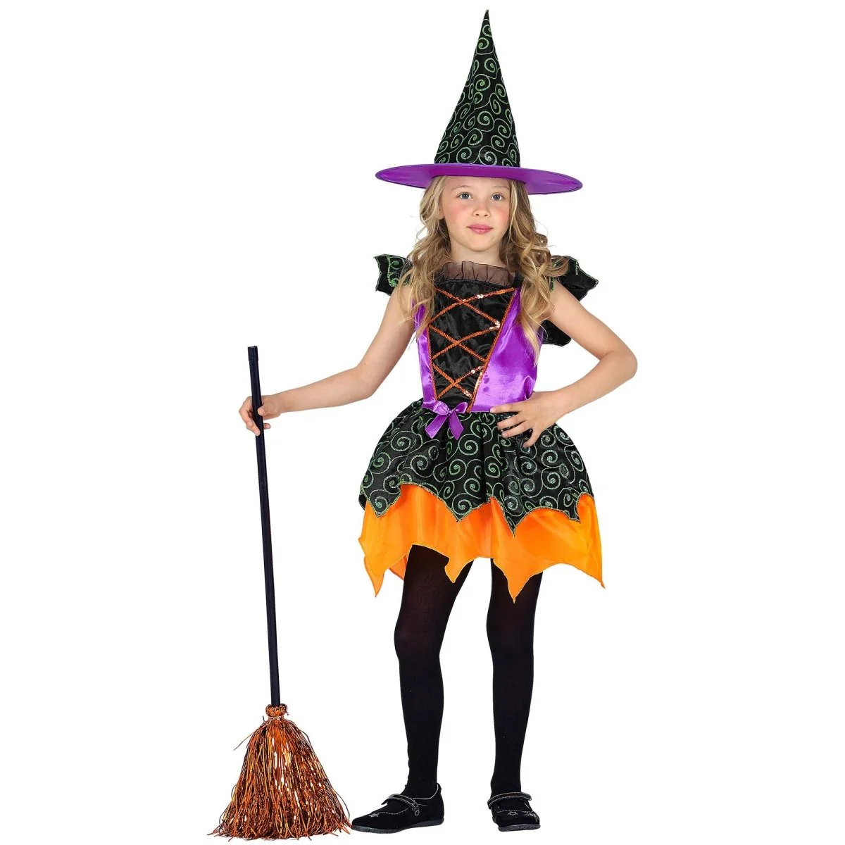 Heks Kostuum Zwart Oranje Meisje - Image 3