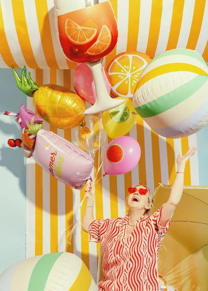 Helium Ballon Gestreepte Bal 75cm Leeg - Image 4