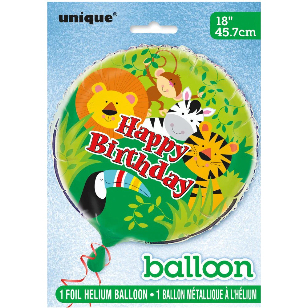 Helium Ballon Happy Birthday Jungle 45cm leeg - Image 3