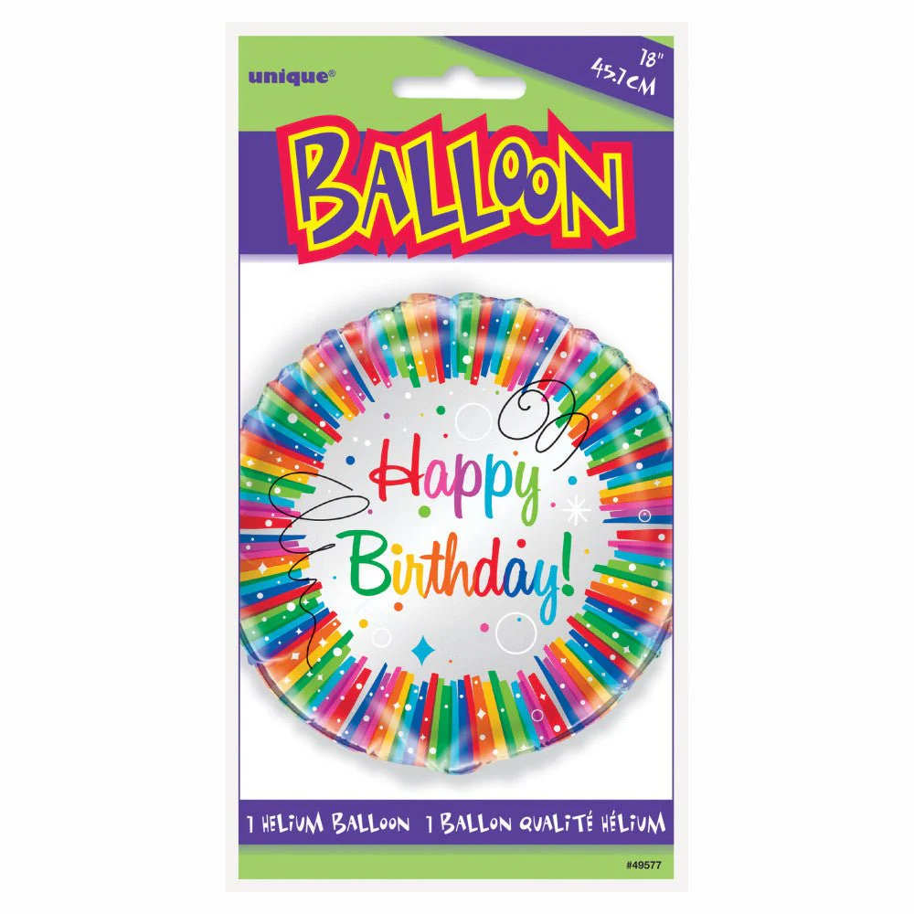 Helium Ballon Happy Birthday Linten Regenboog 45cm leeg - Image 3