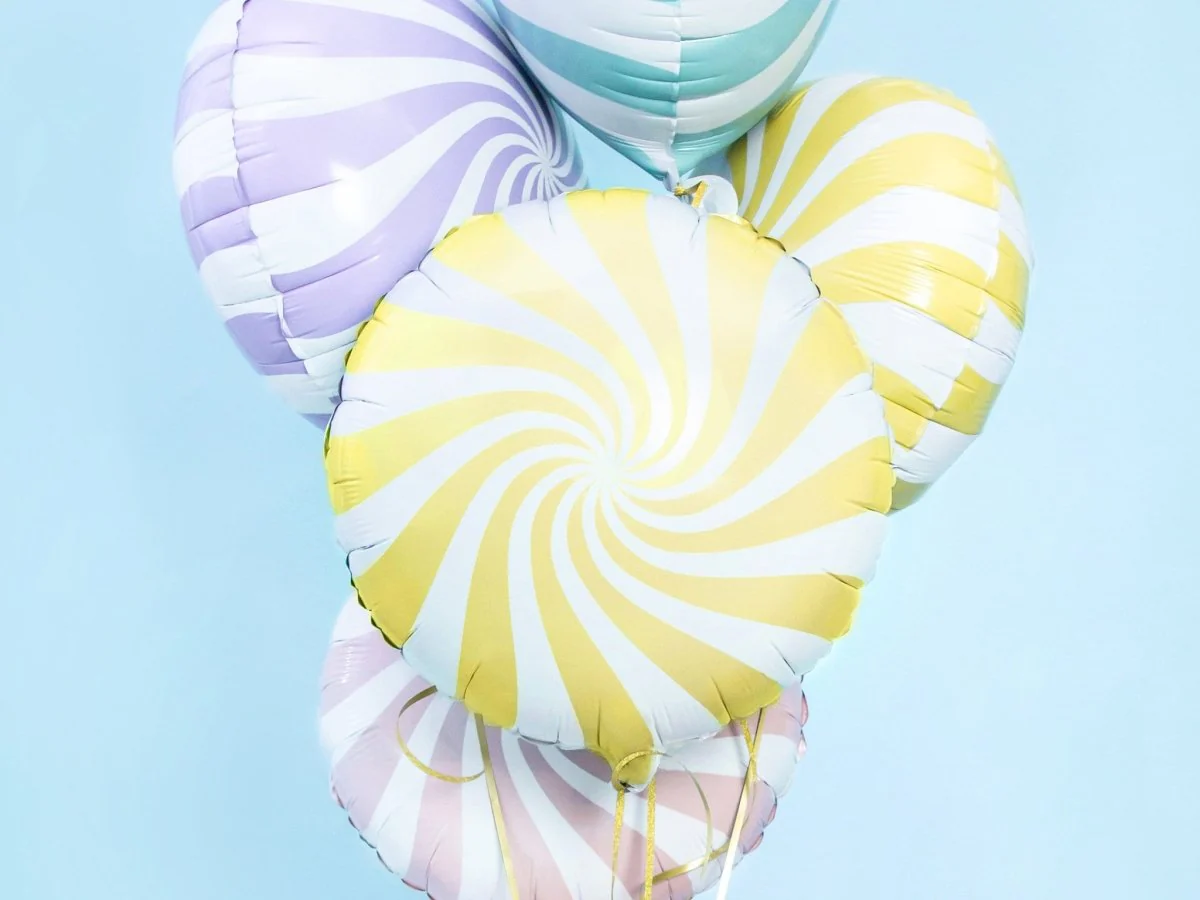 Helium Ballon Lichtgeel Swirl 45cm leeg - Image 2