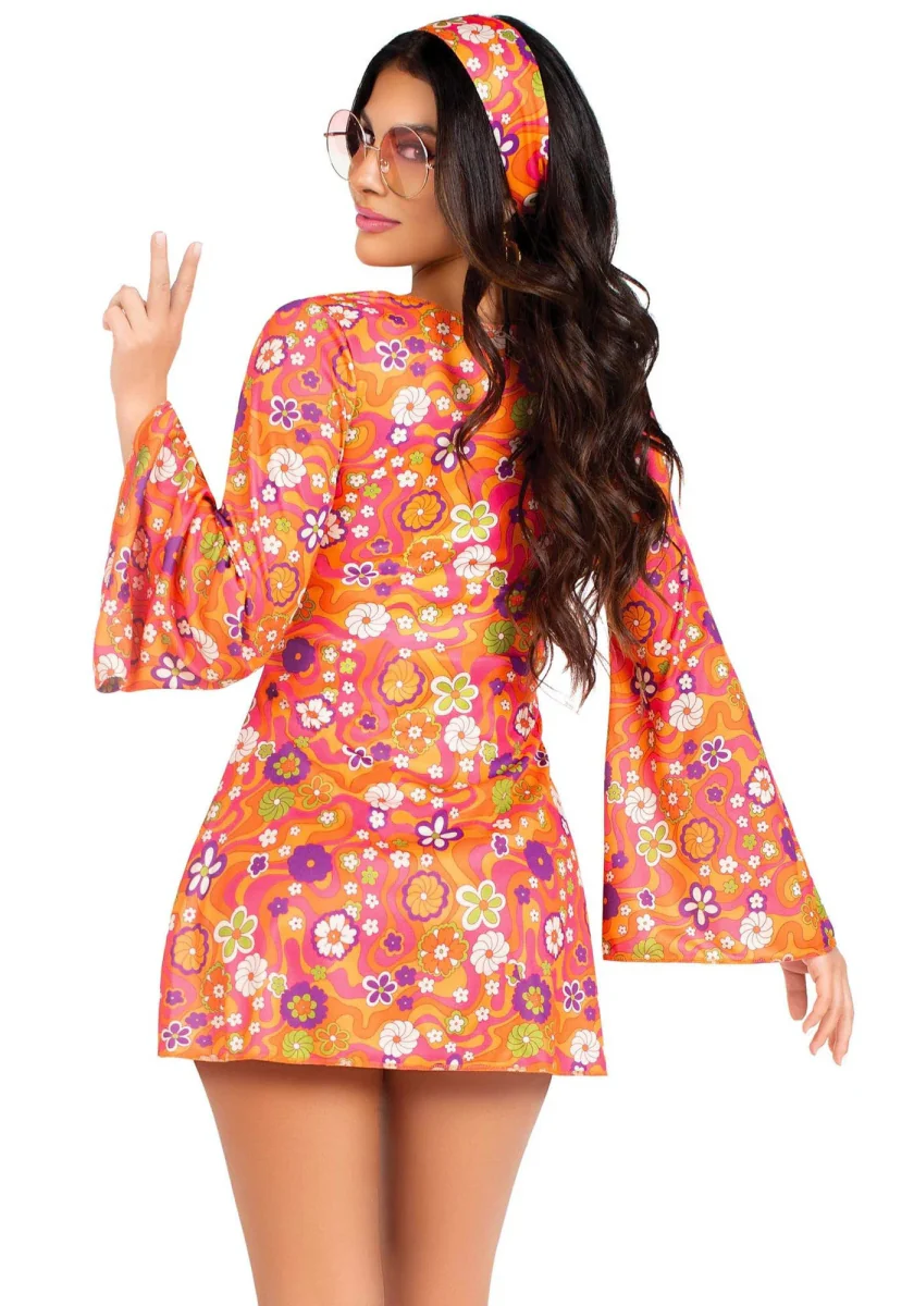 Hippie 60S Jurk Dames Bloemen Leg Avenue - Image 3
