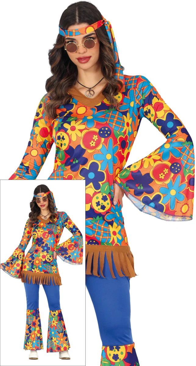 Hippie 60S Kostuum Dames Bloemen 3 delig - Image 8