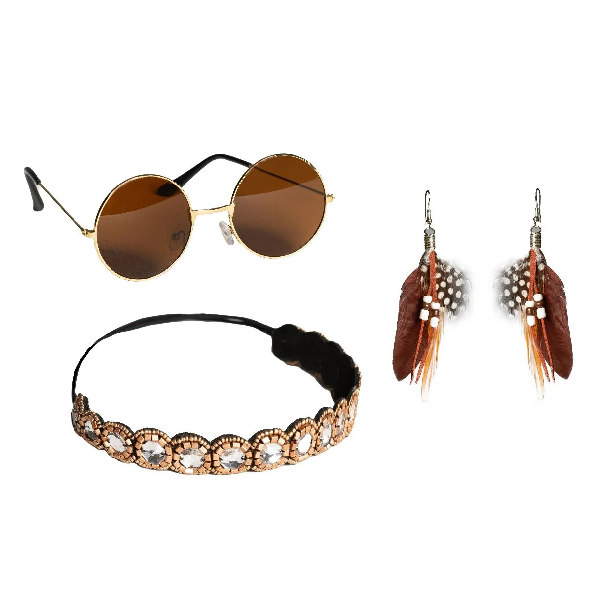 Hippie 60S Verkleedset Bruin 3 delig - Image 2