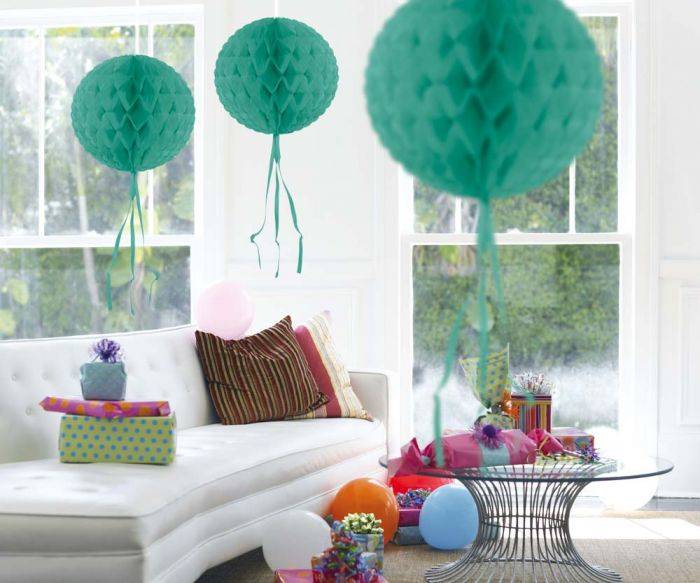 Honeycomb Bal Turquoise Franje 30cm - Image 2