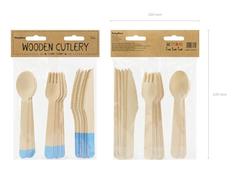 Houten Bestek Lichtblauw 16cm 18 delig - Image 8