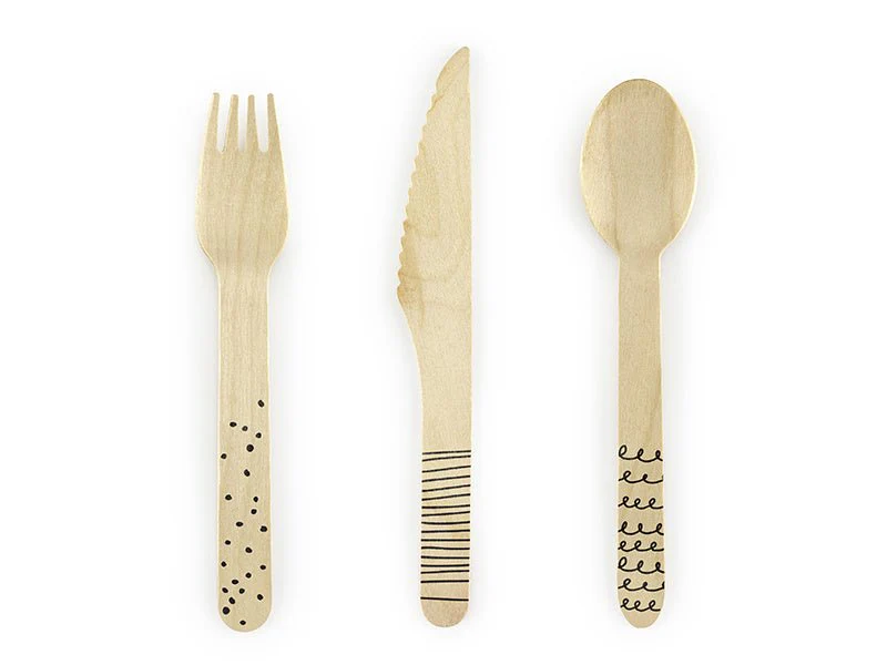 Houten Bestek Zwart 16cm 18 delig