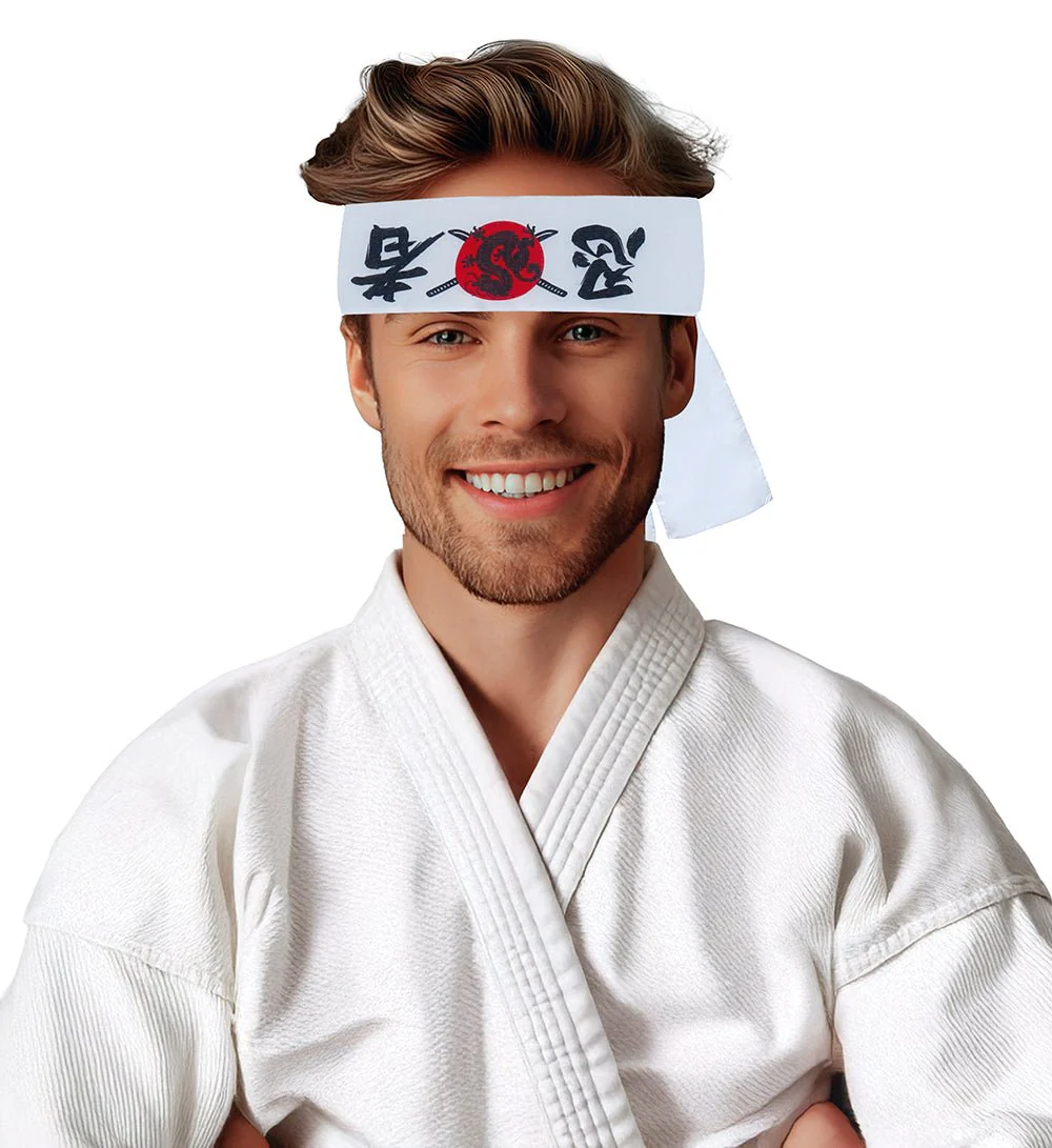 Karate Hoofdband Wit Rood - Image 2