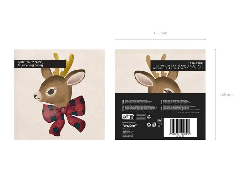 Kerst Servetten Rendier 33cm 12st - Image 3