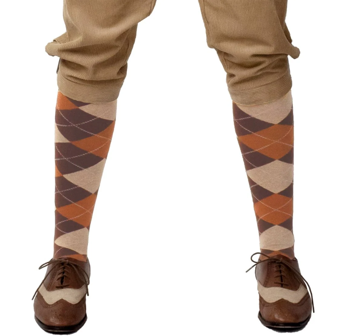 Kniekousen ruit beige/bruin/oker