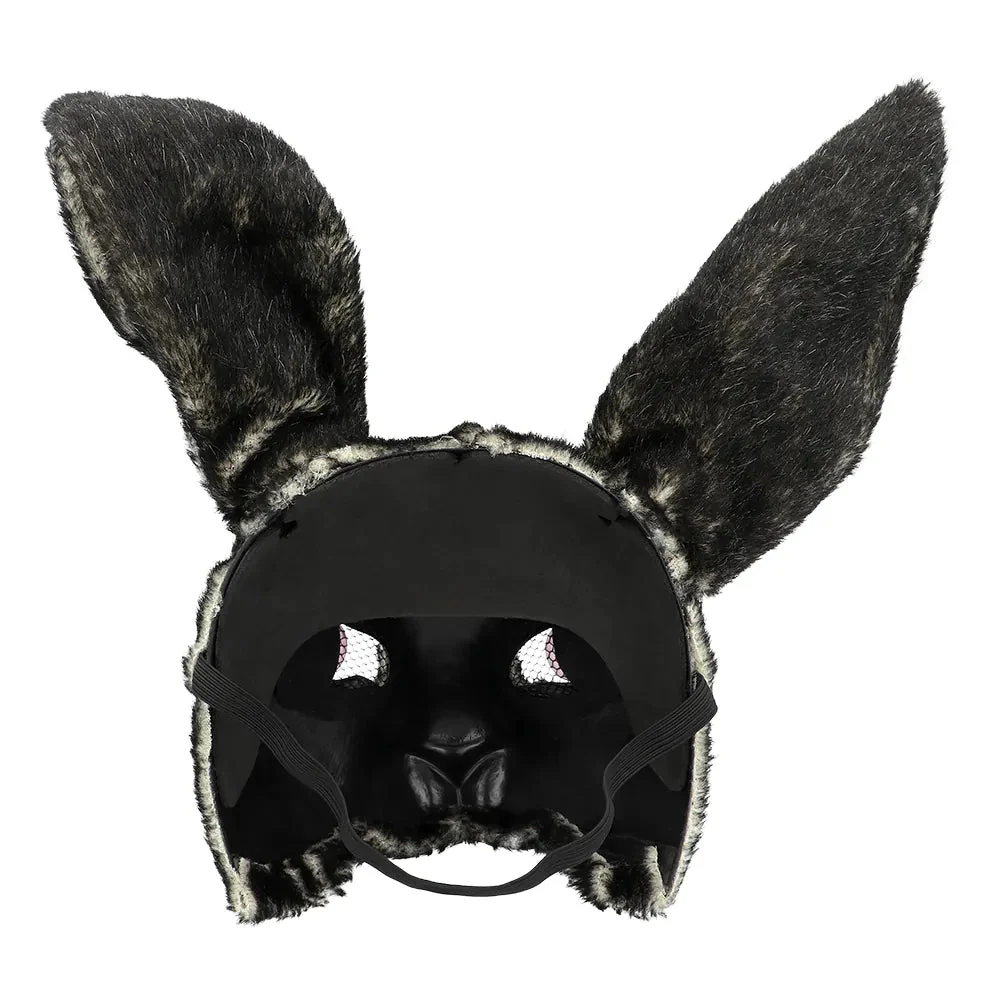 Konijn Masker Zwart Pluche - Image 4
