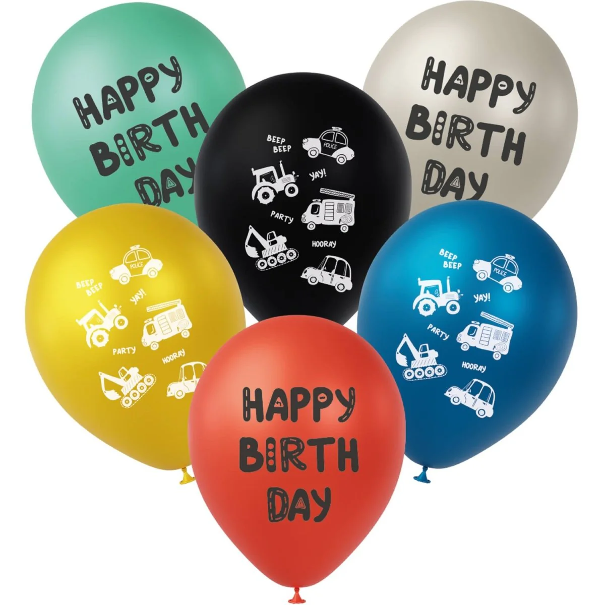 Latexballonnen - Wacky Wheels - 33 cm - 6 stuks