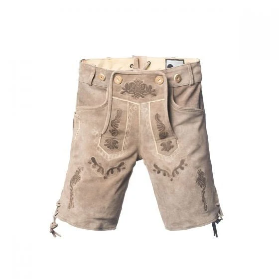 Lederhose Leer Kort Lichtbruin en Riem - Image 2