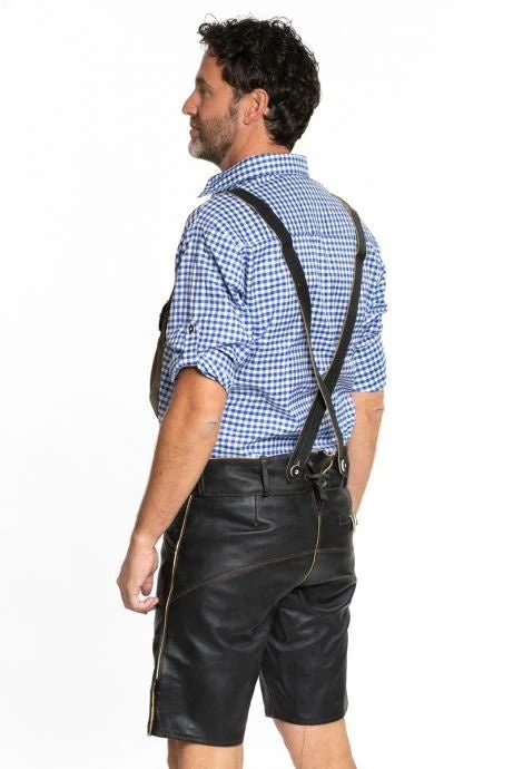 Lederhose Leer Kort Zwart en Riem - Image 4