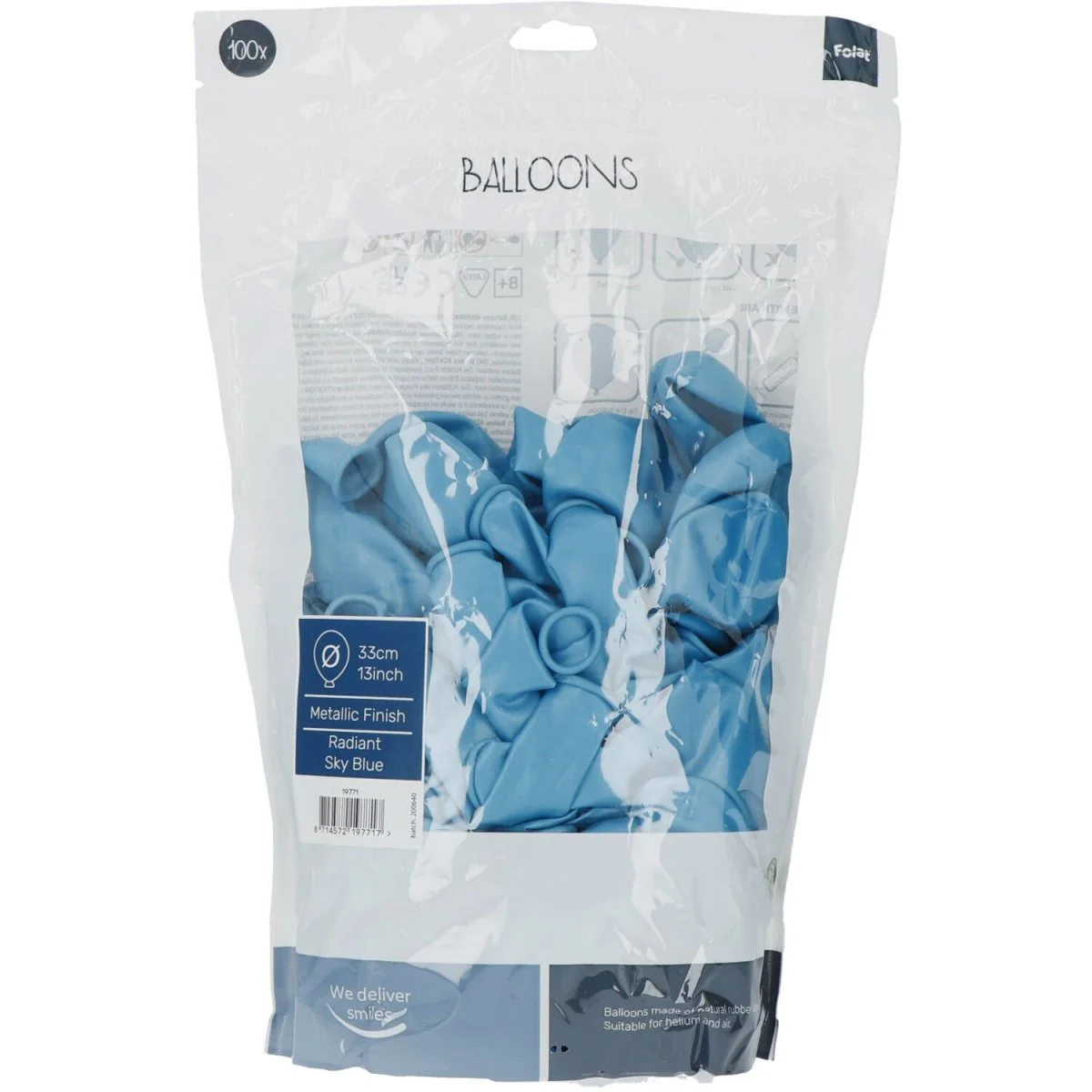 Lichtblauwe Ballonnen Metallic Sky Blue 33cm 100st - Image 2