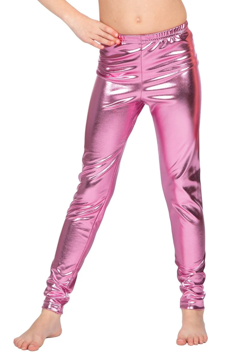 Lichtroze Legging Meisje Metallic
