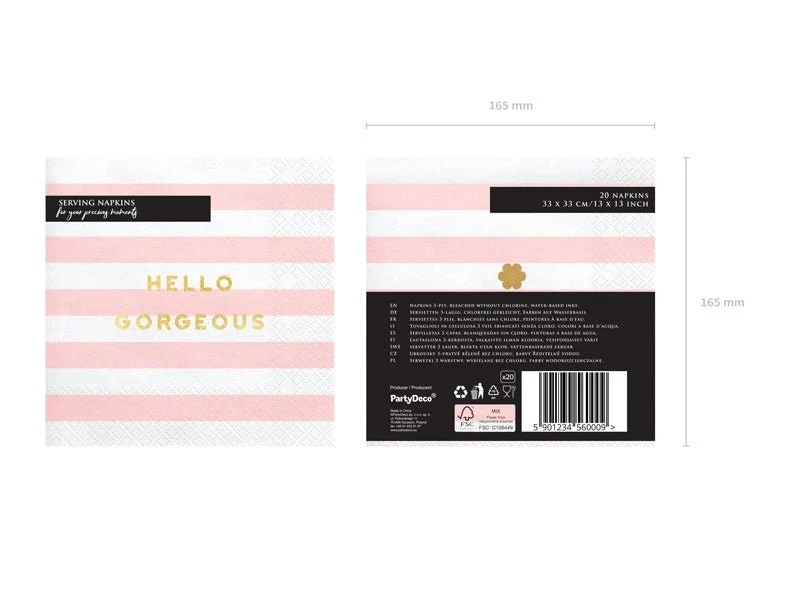 Lichtroze Servetten Hello Gorgeous 33cm 20st - Image 7