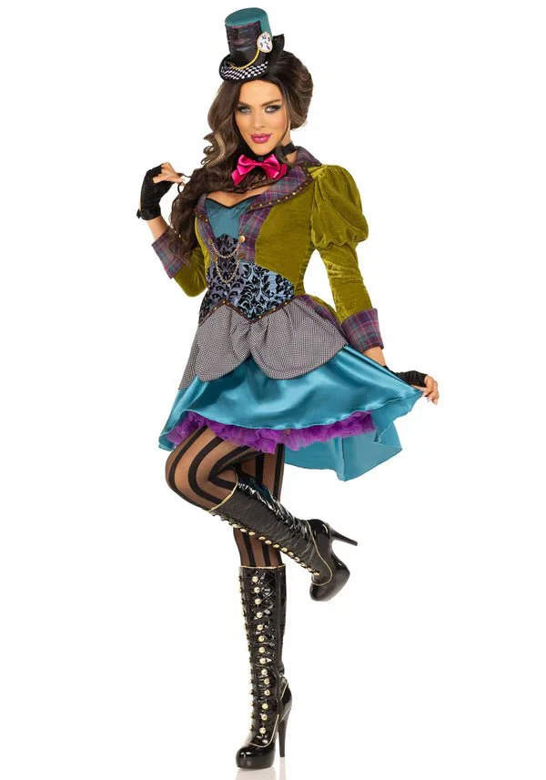 Mad Hatter Jurk Dames Fluweel Leg Avenue - Image 3