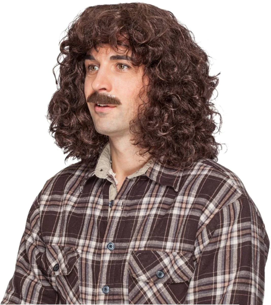 Mannen Pruik Bruin Met Snor - Image 2
