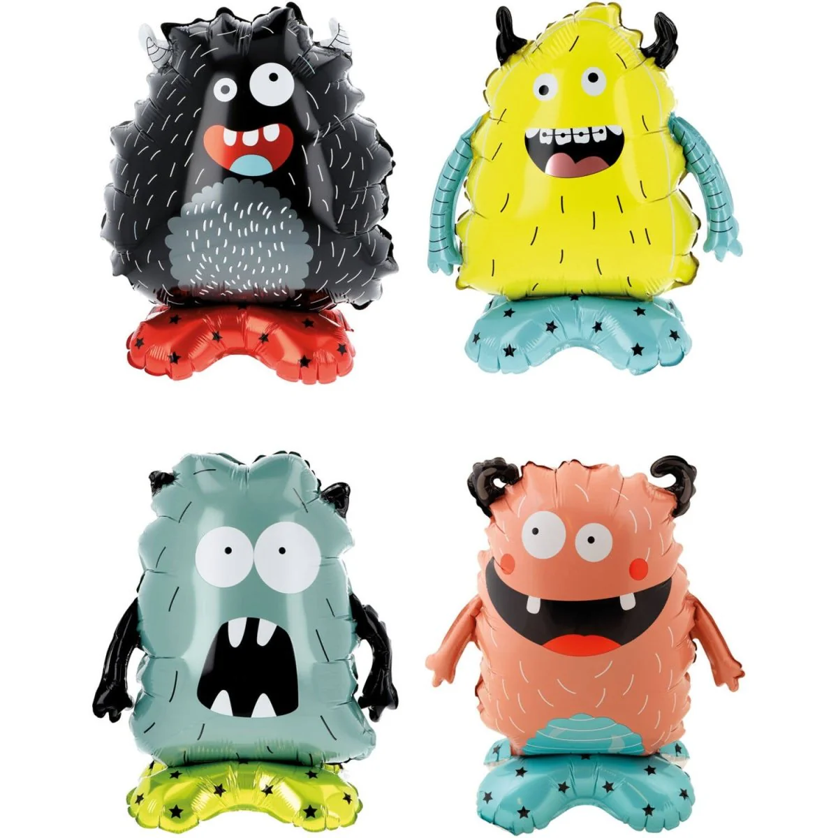 Monster Helium Ballon Met Standaard Leeg 40cm 4st