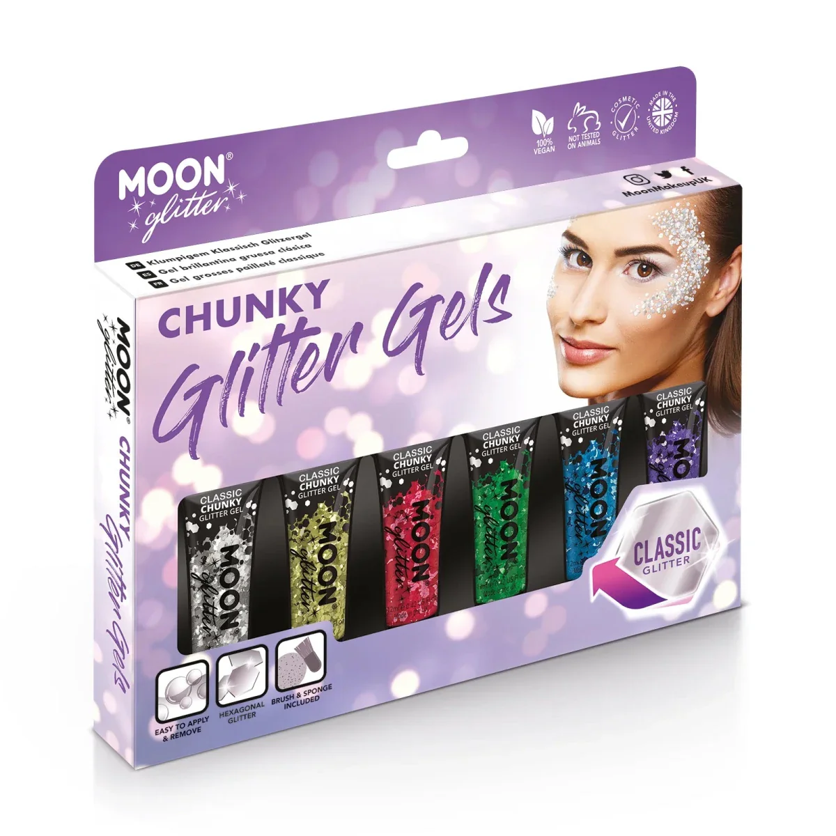 Moon Glitter Classic Chunky Glitter Gel Red 12ml - Image 4