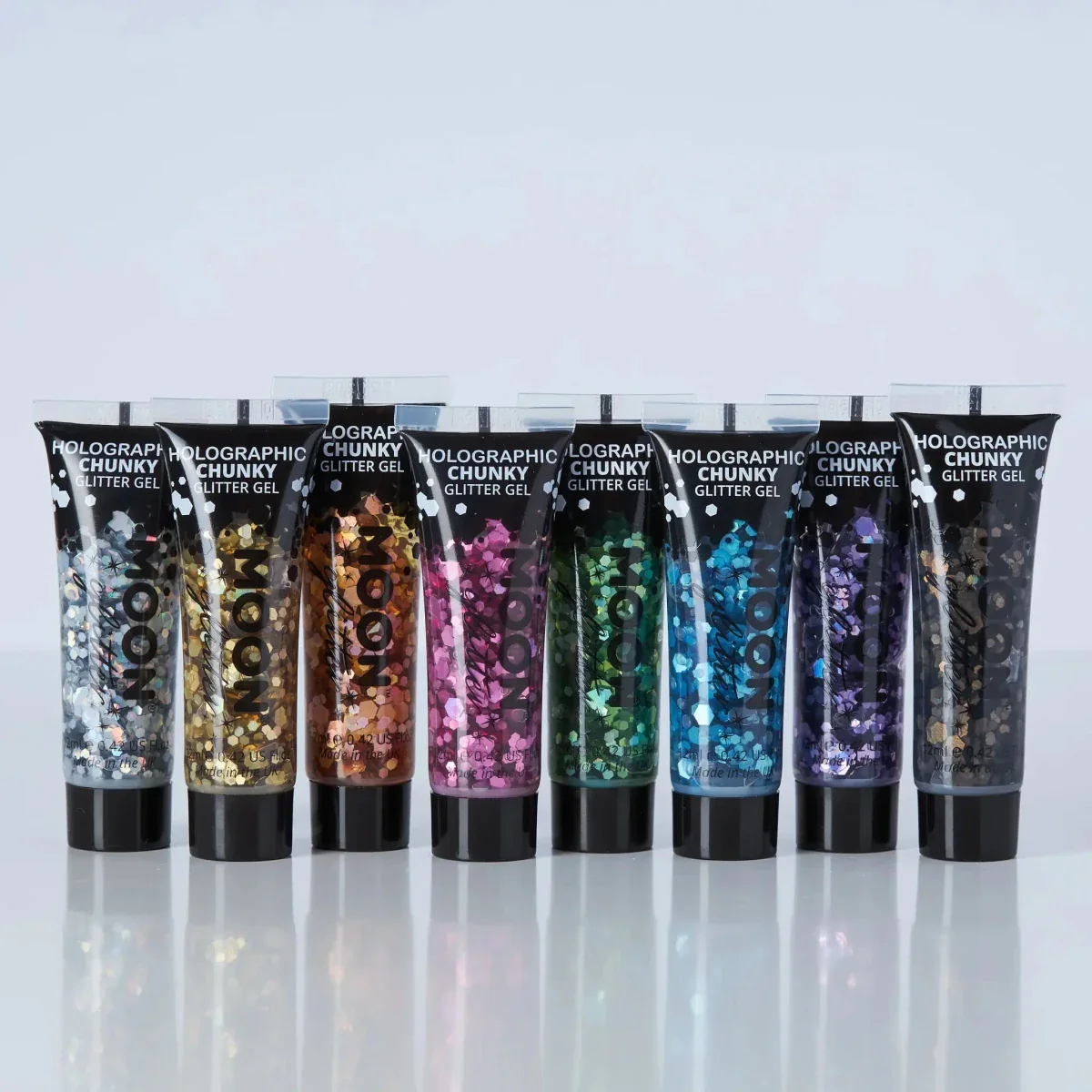 Moon Glitter Holographic Chunky Glitter Gel Silver 12ml - Image 6