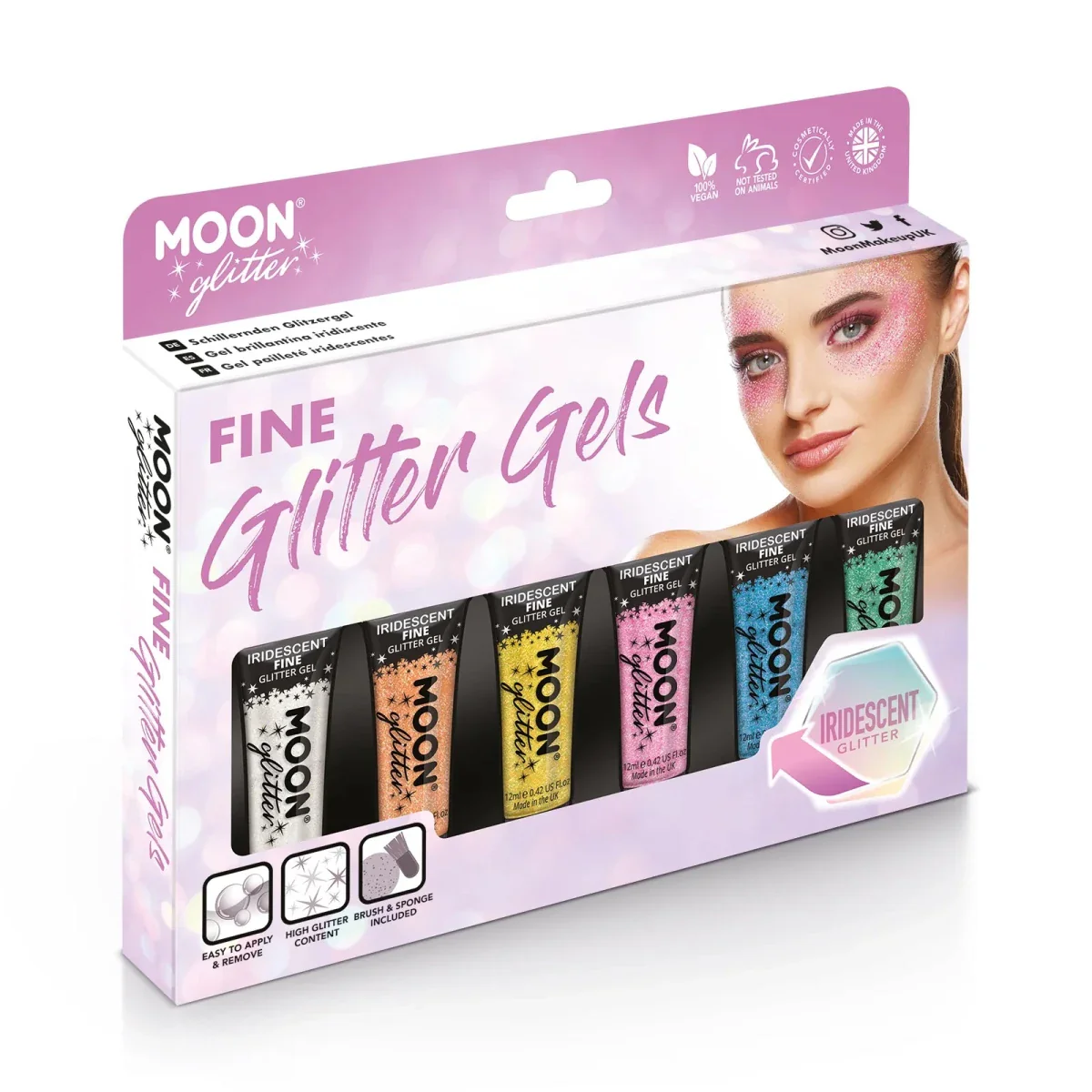 Moon Glitter Iridescent Fine Glitter Gel White 12ml - Image 4