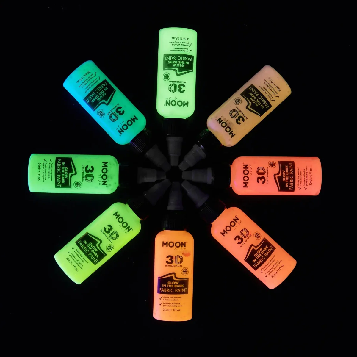 Moon Glow Glow in the Dark Fabric Paint Red 30ml - Image 3