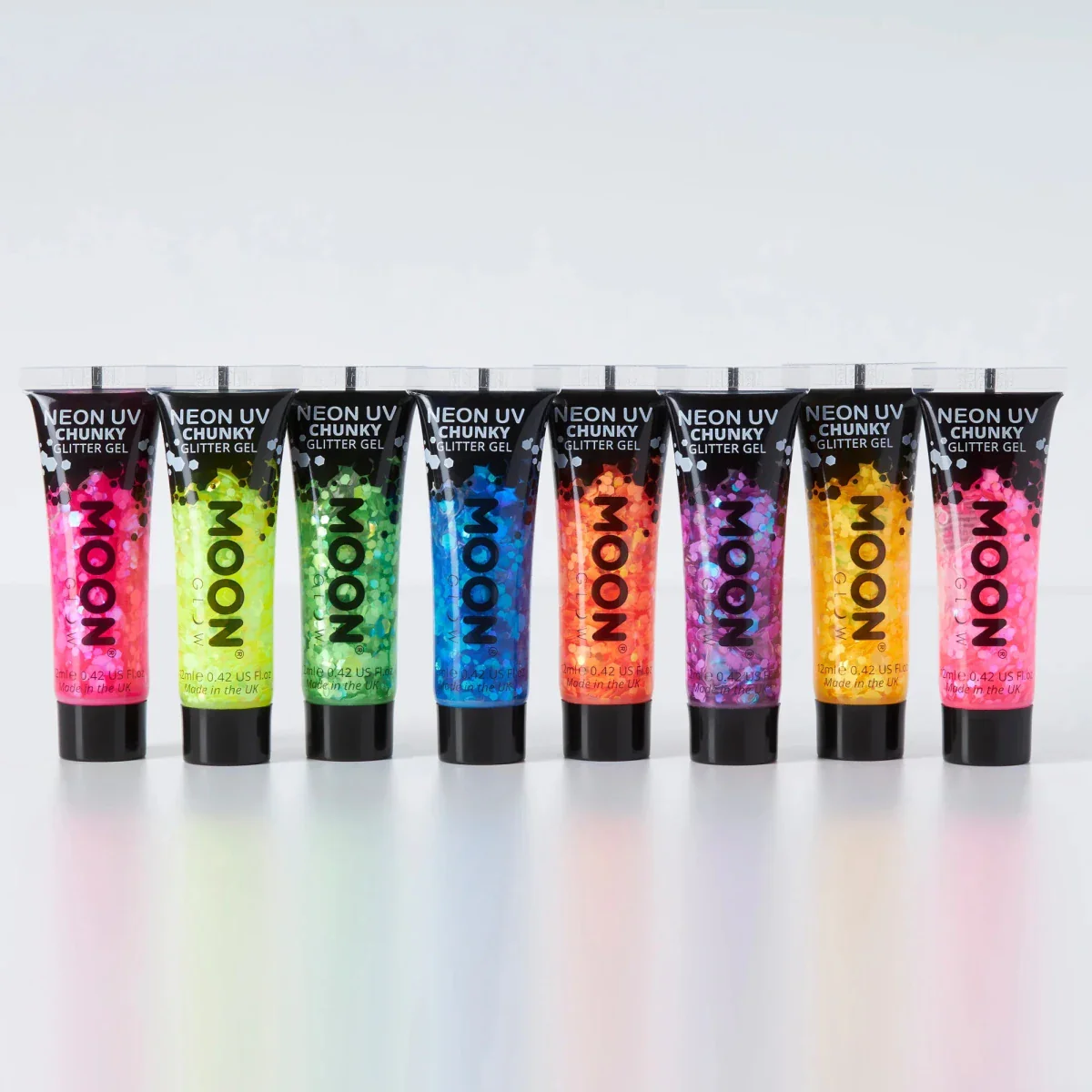 Moon Glow Neon UV Chunky Glitter Gel Orange 12ml - Image 3