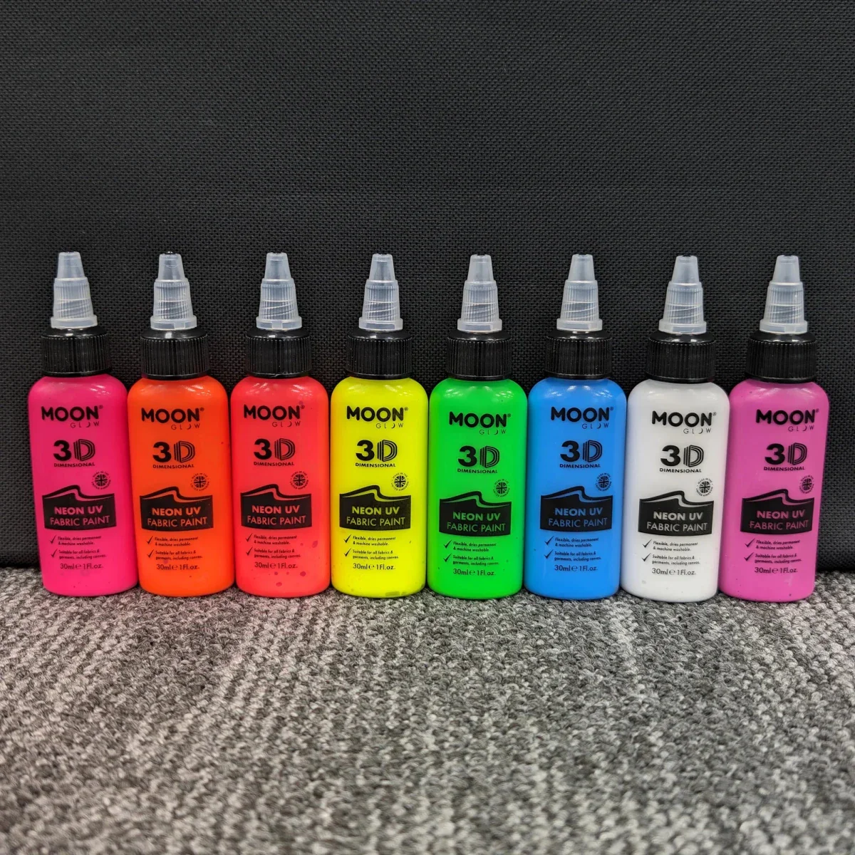 Moon Glow Neon UV Fabric Paint 30ml Intense Purple 30ml - Image 2