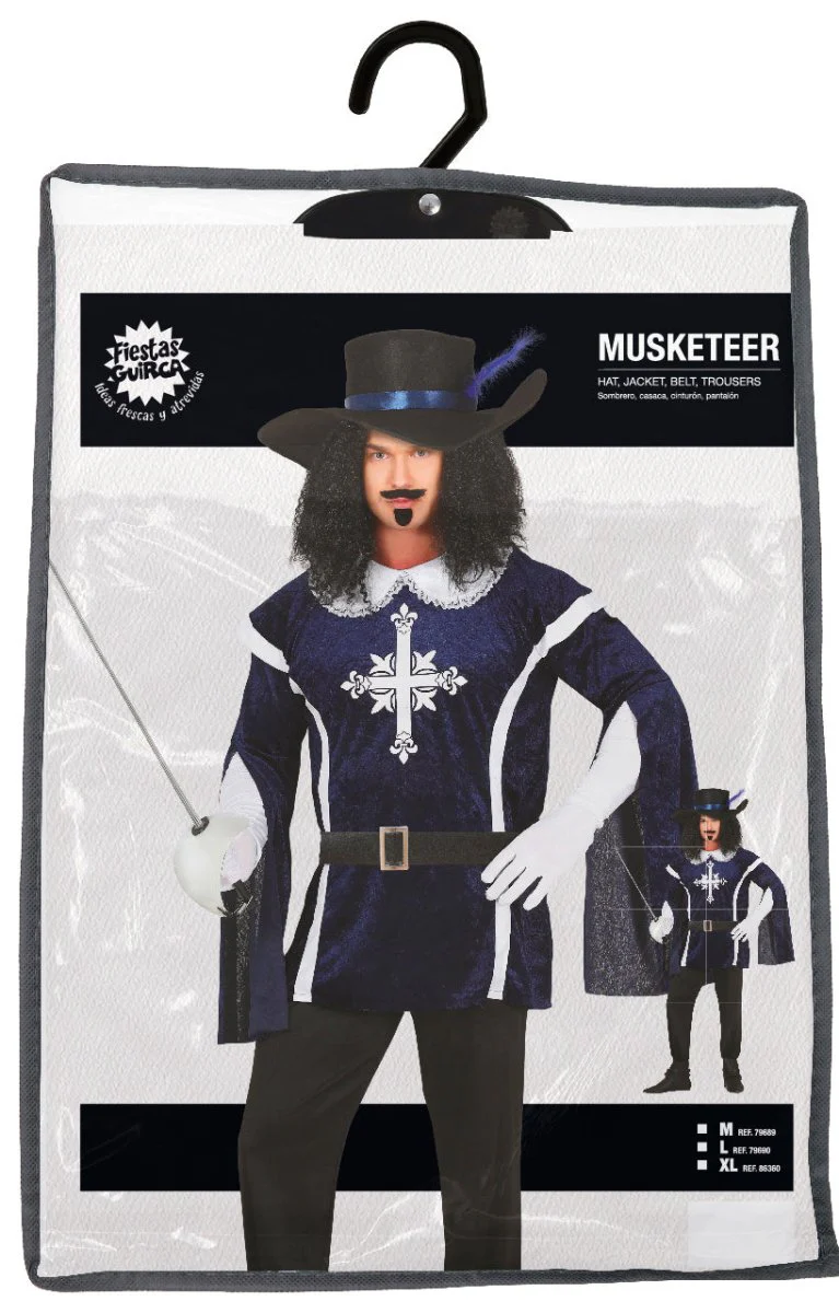 Musketier Kostuum Heren Blauw - Image 4