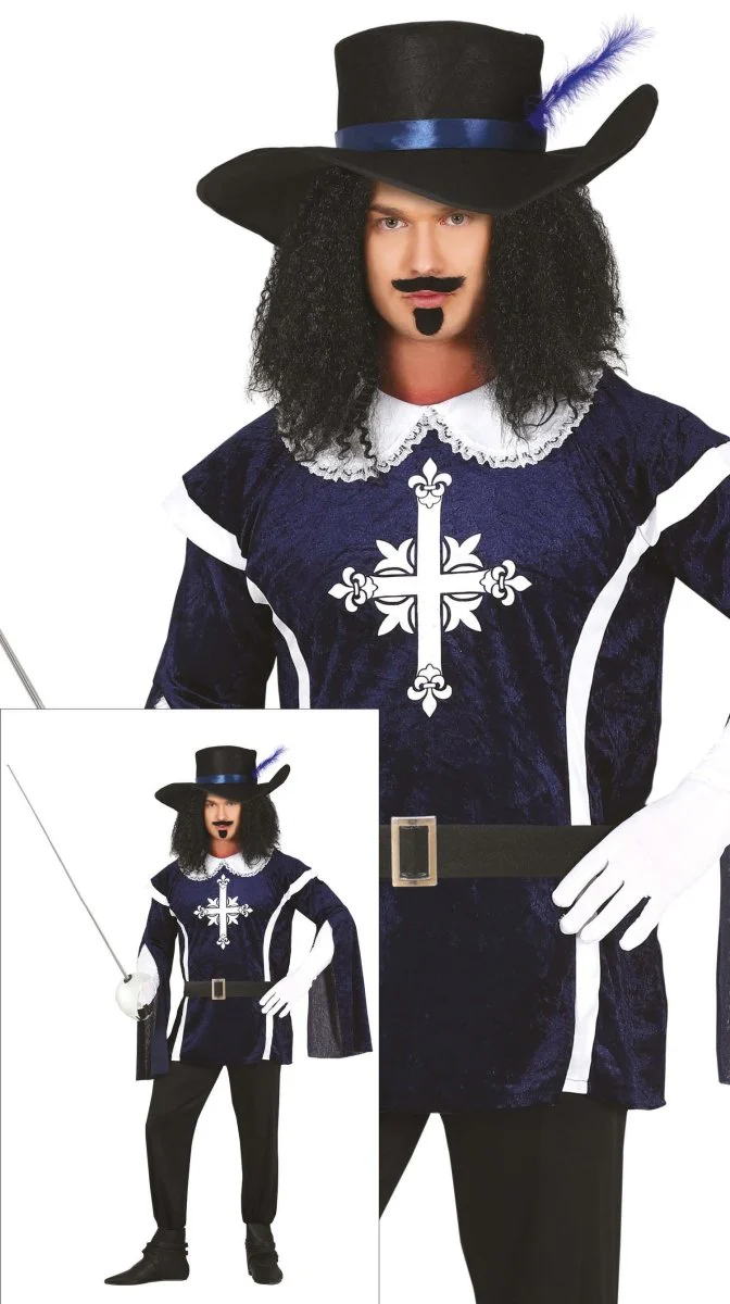 Musketier Kostuum Heren Blauw - Image 8