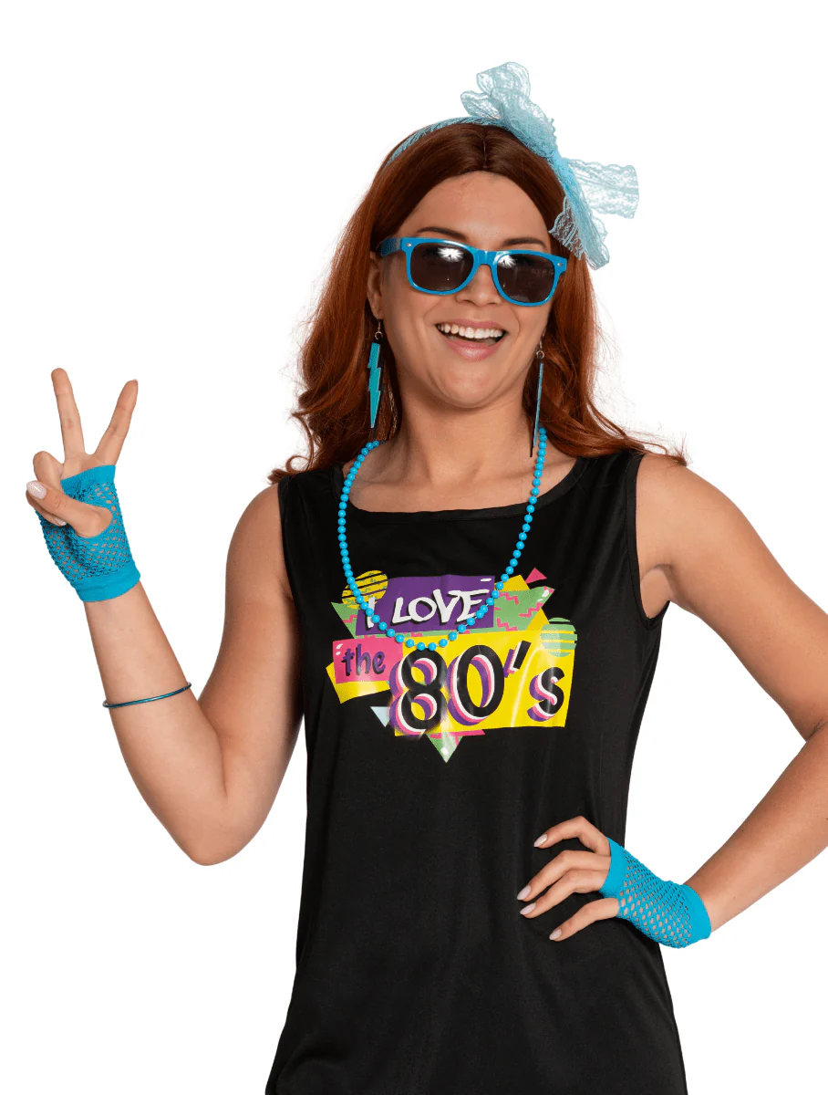 Neon 80S Accessoireset Blauw 6 delig