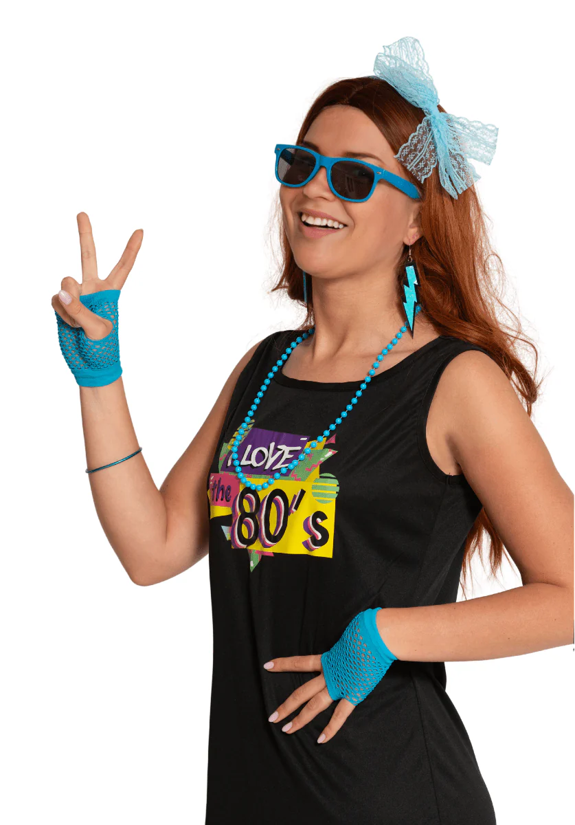 Neon 80S Accessoireset Blauw 6 delig - Image 3