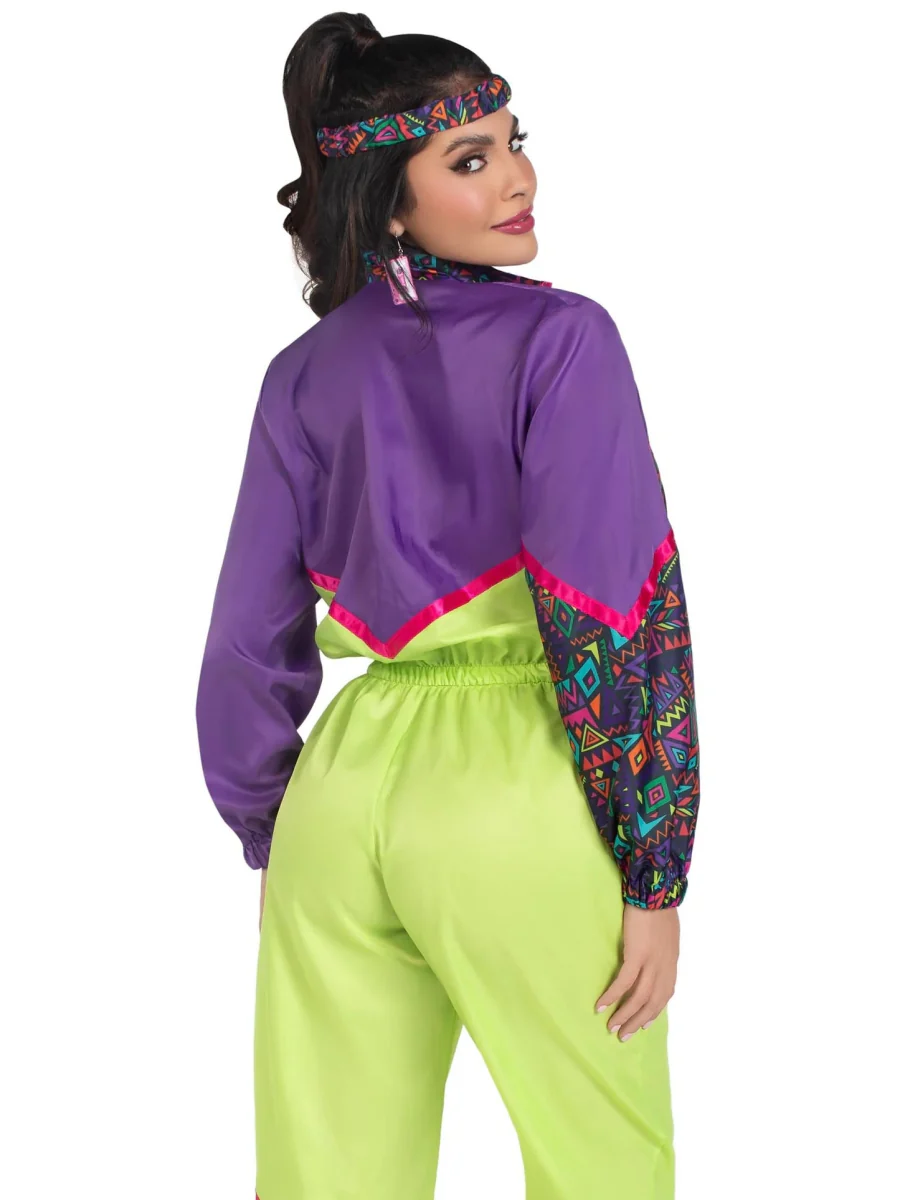 Neon 80S Trainingspak Fout Paars Groen Dames Leg Avenue - Image 3