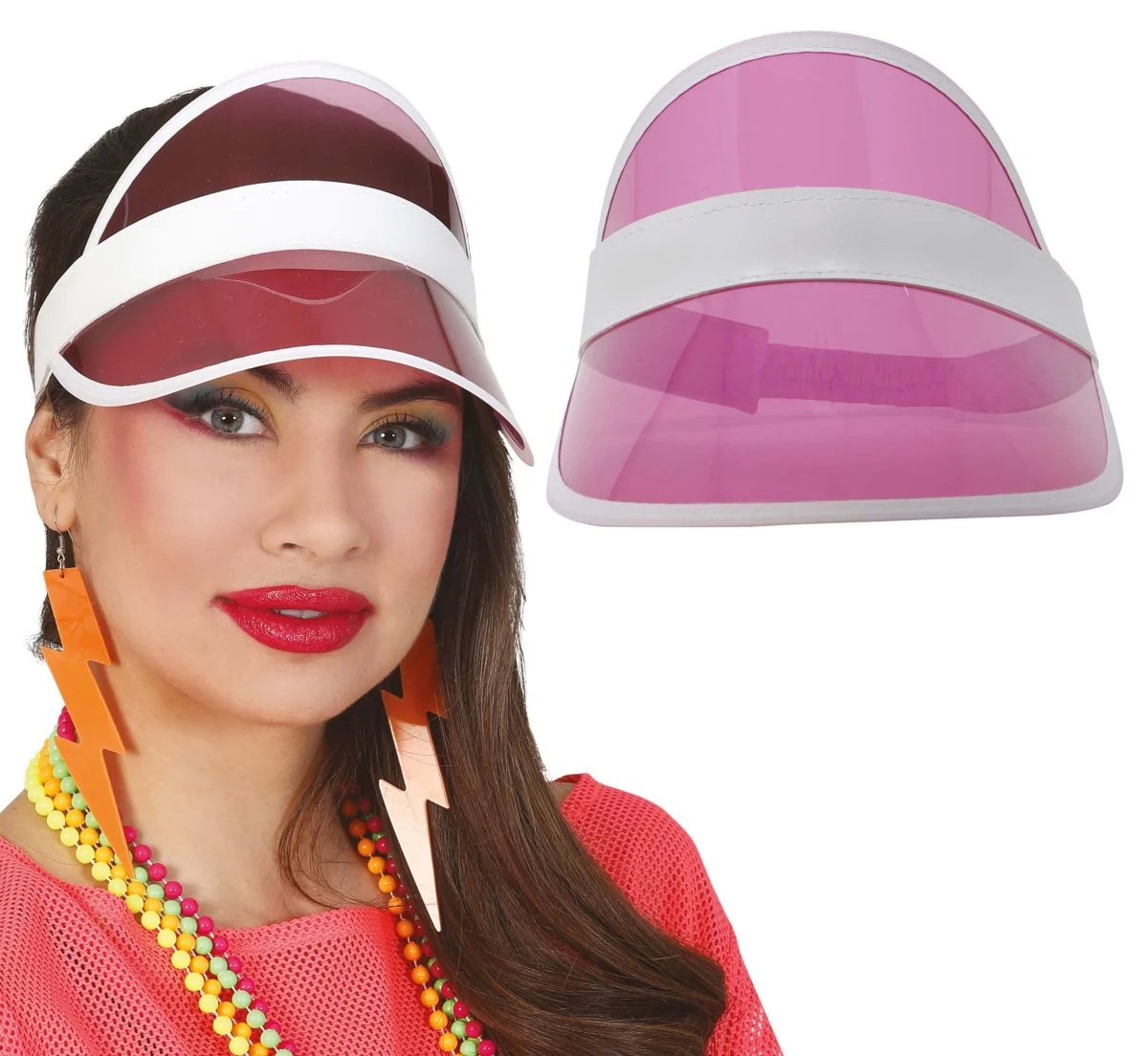 Neon 80S Zonneklep Roze 25cm