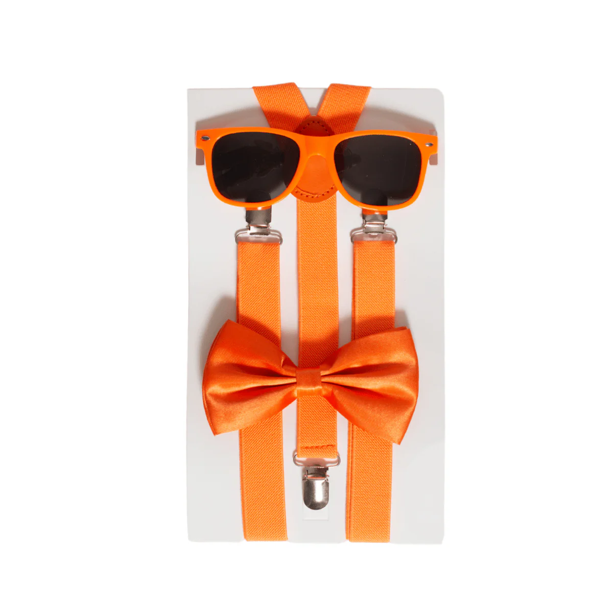 Neon Oranje Accessoireset Bretels, Strik En Bril 3 delig - Image 3