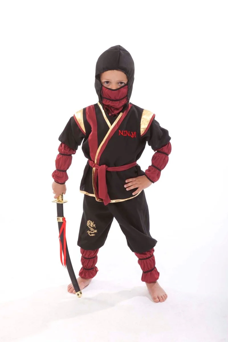 Ninja Kostuum – Rood/Goud/Zwart