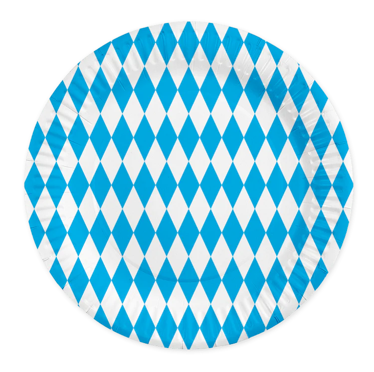 Oktoberfest Borden Blauw Wit 23cm 8st