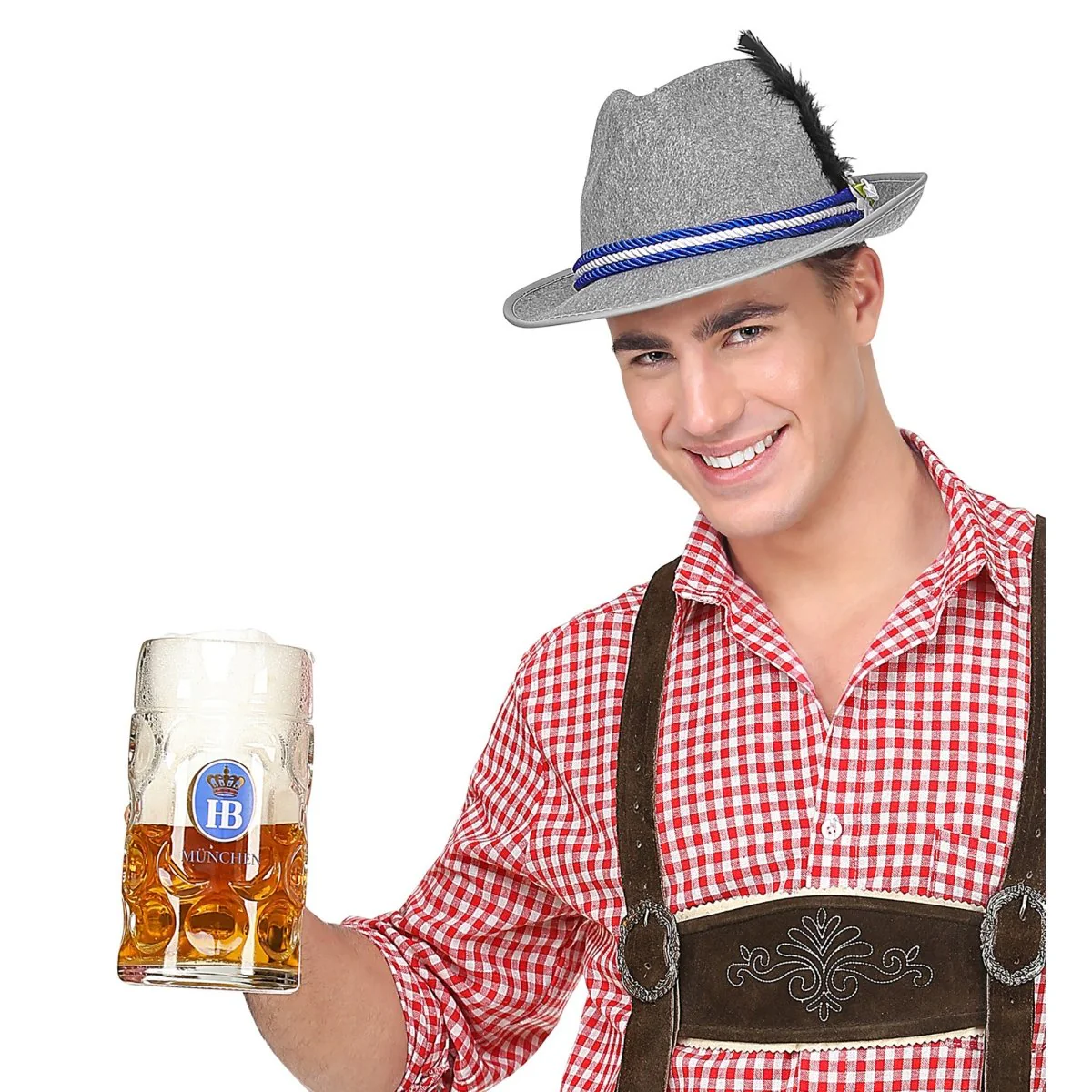 Oktoberfest Hoed Tiroler Grijs Met Edelweiss - Image 3