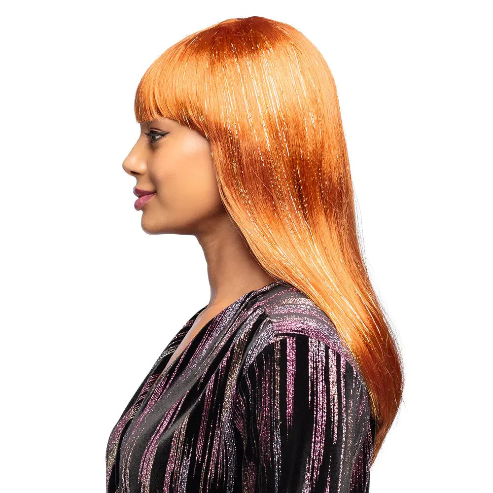 Oranje Pruik Glitter - Image 2